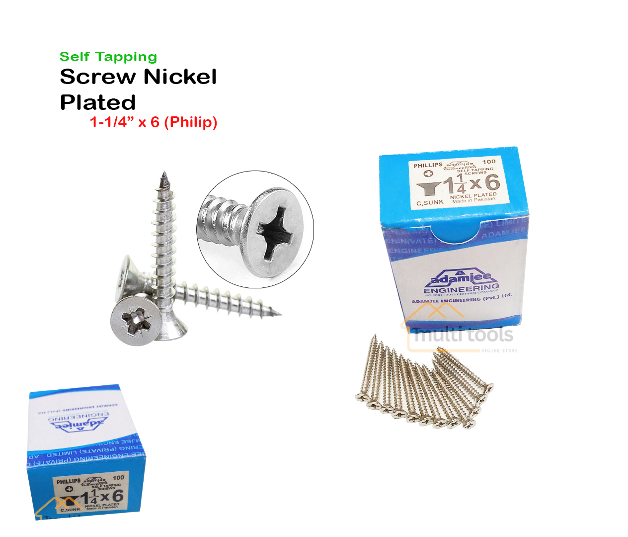 Self Tapping Screw Nickel Plated 1-1/4 x 6(Philip)